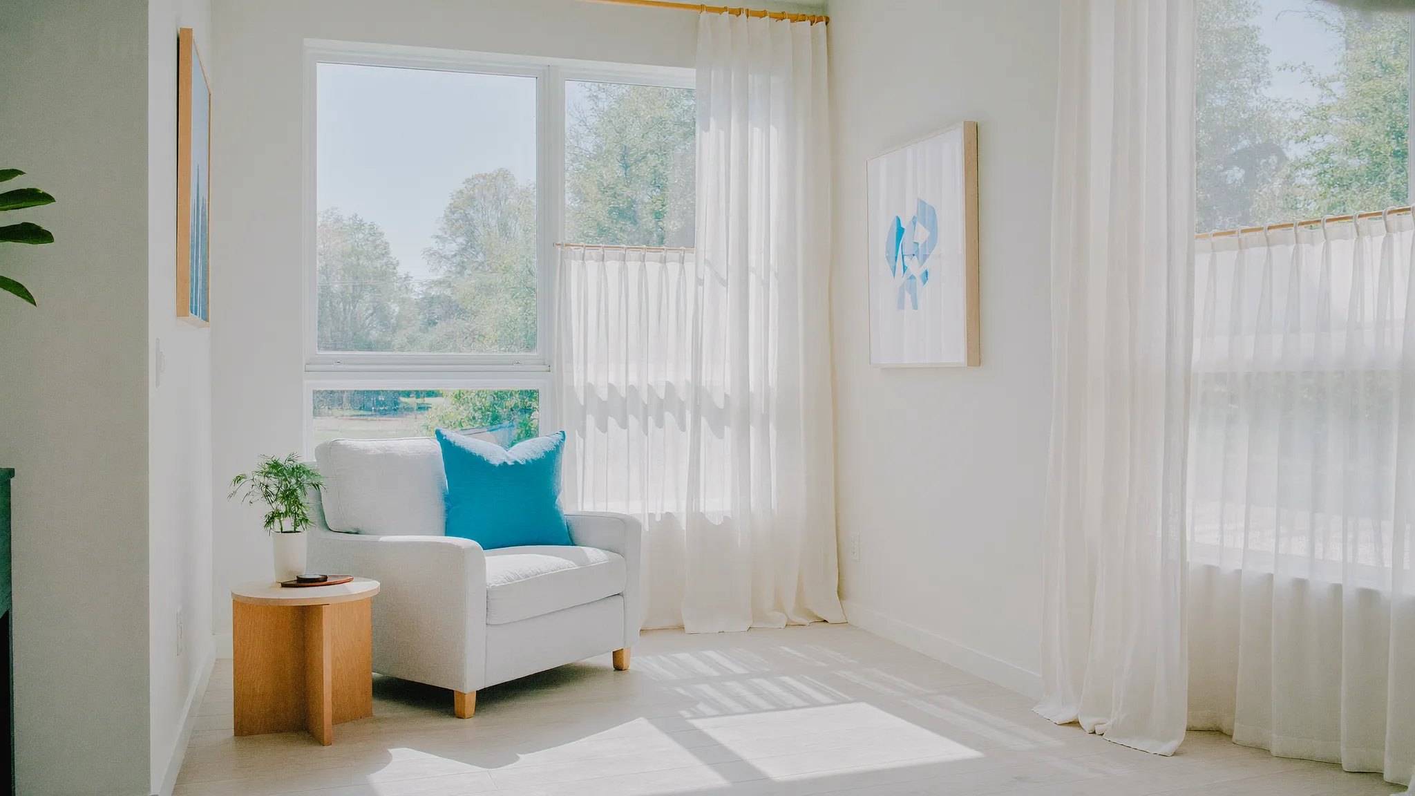 A calm, bright home interior in the early morning